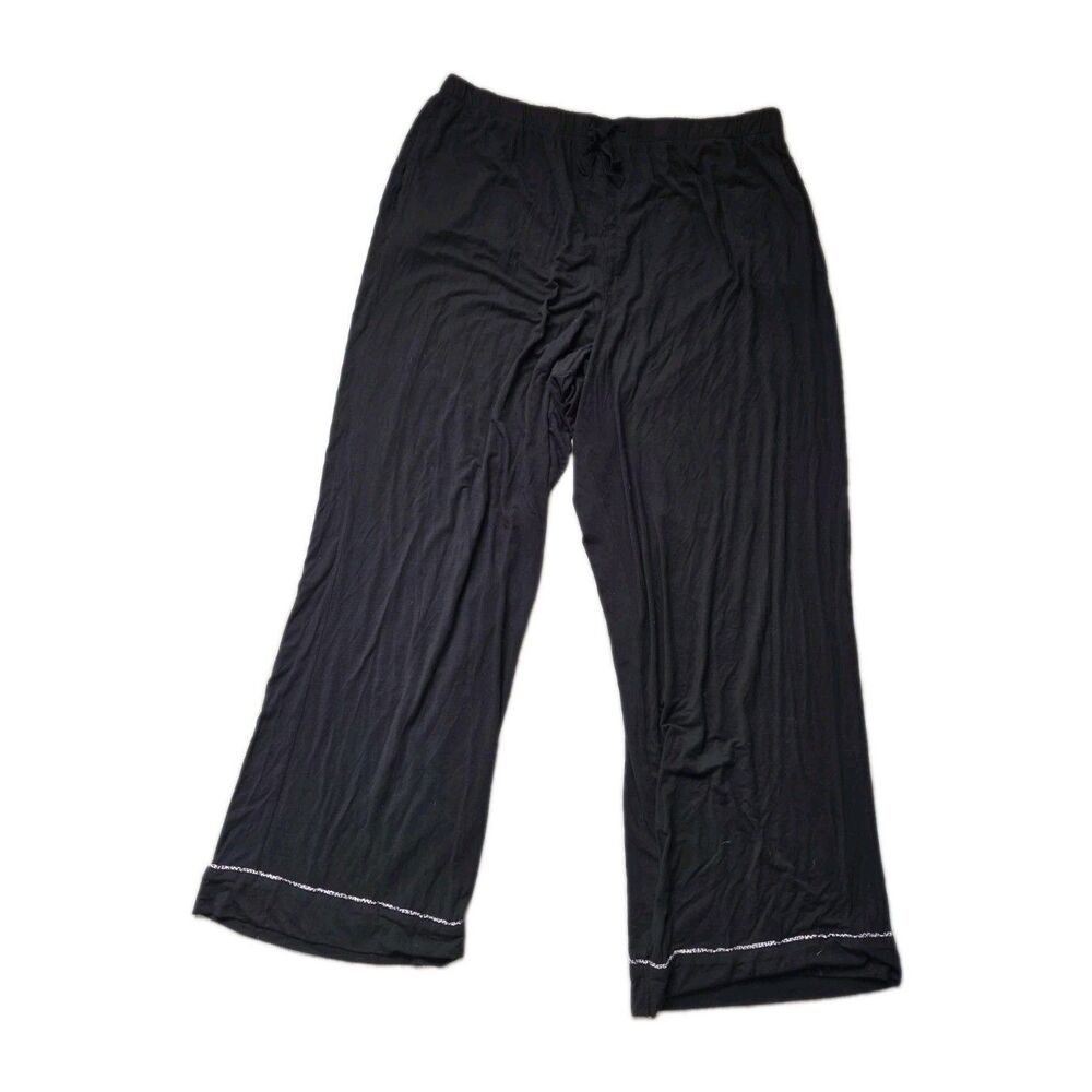 Heavenly by Victoria Black Modal Lounge Pajama Pants Wide Leg Size XL EUC